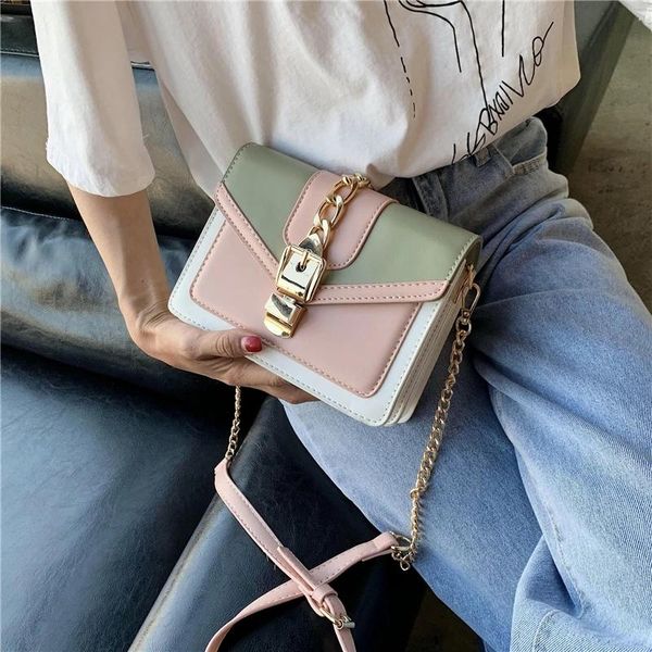 

brand fashion design ladies contrast color pu leather messenger bag travel small shoulder lady handbag bags