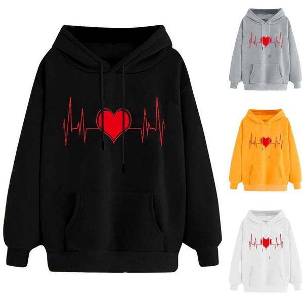 

women hoodies casual harajuku love printed hoodie autumn winter female long sleeve clothing sudadera mujer moletom women's & sweatshirt, Black