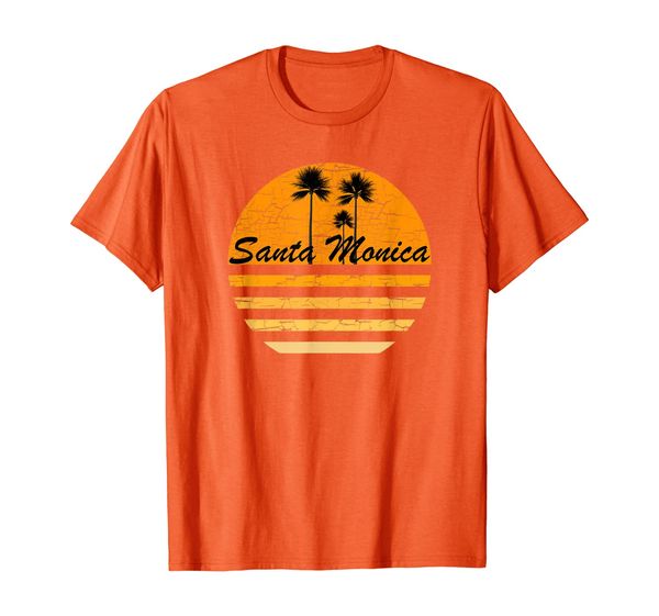 

santa monica vintage retro t-shirt 70s throwback surf tee, White;black