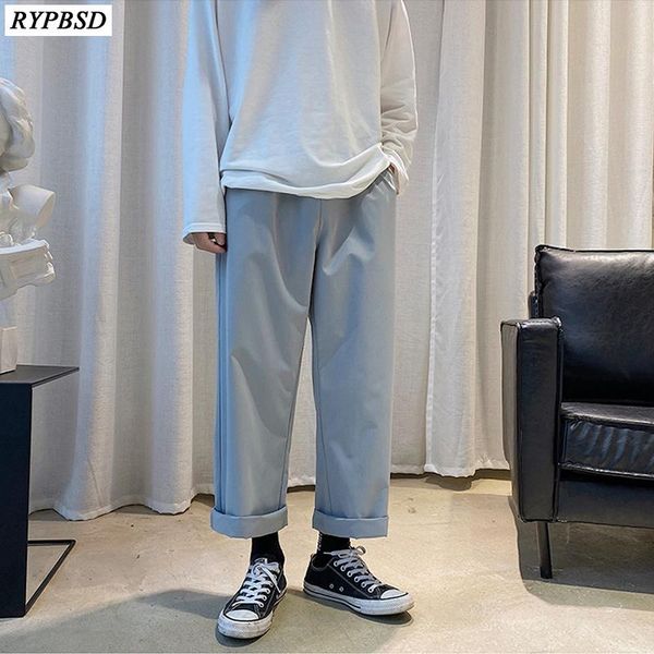

spring solid color men casual pants korean fashion loose wide leg male brand trousers m-xxl men's, Black