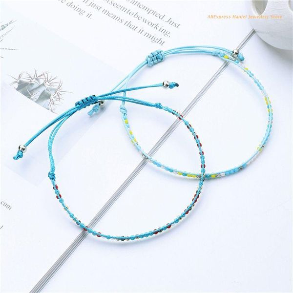 

charm bracelets bohemian sead beaded wax rope handmade braided bracelet woven friendship jewelry dropship, Golden;silver