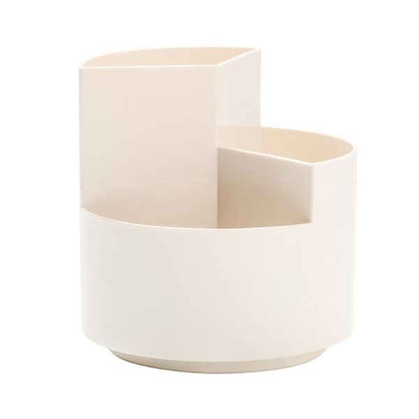 

storage drawers 1pc household deskrotatable brush pot office rotating pen holder (beige)
