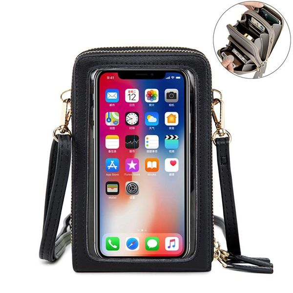 

card holders women pu leather shoulder bags female large capacity crossbody girls multi-functional handbag phone purse drop, Brown;gray