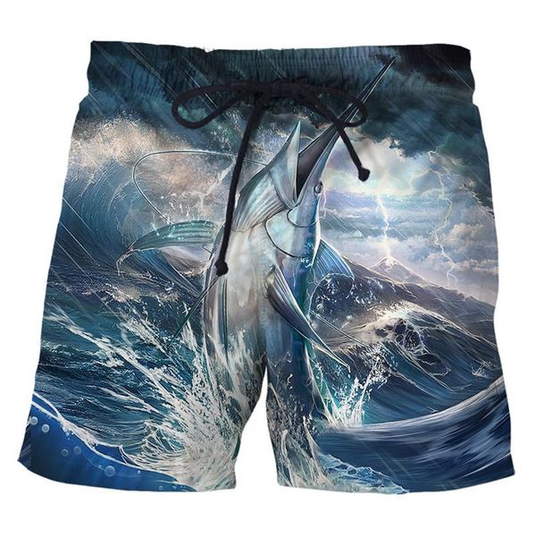 

storm flying sailfish print cool 3d beach shorts men's, White;black