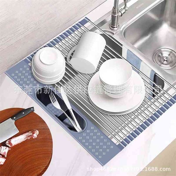 

drain rack stainless steel folding kitchen counterstorage bowls chopsticks cooling and drying rack sink water filtering