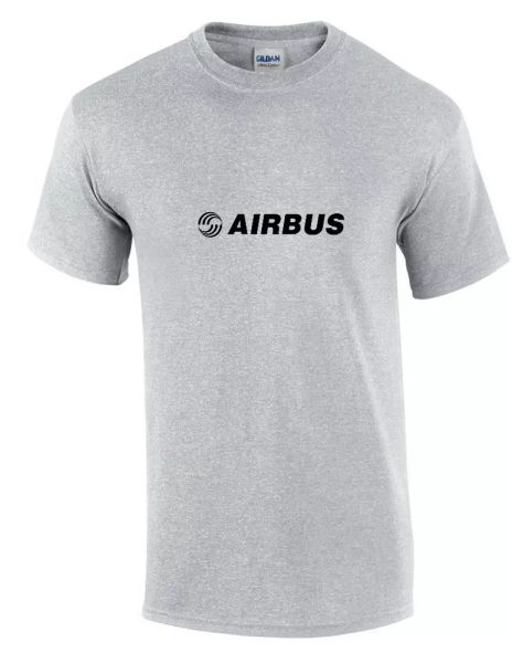 

Airbus Black Logo European Aviation Defense Airlines Sport Gray Cotton T-Shirt, White;black