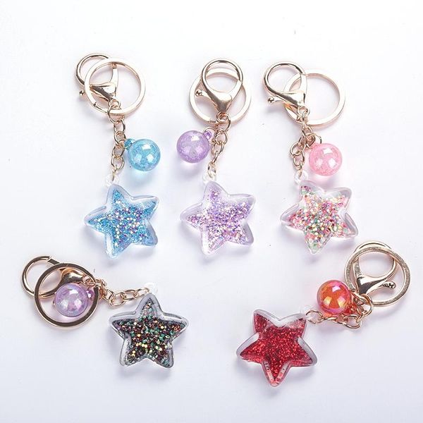 

keychains 1pc accessories sequin star decoration key chain bag charm car pendant, Silver