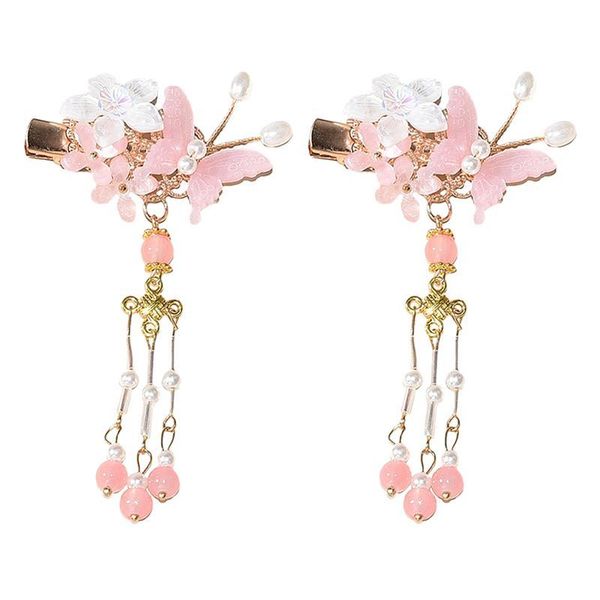 

hair accessories 1 pair chinese style antique side clip delicate tassel chic headpieces, Slivery;white