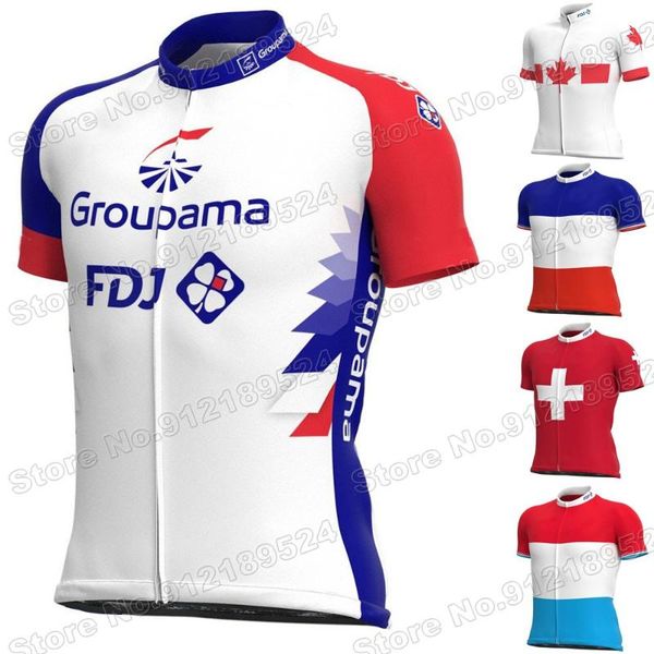 

racing jackets 2021 fdj cycling jersey short sleeve france canada switzerland clothing men road race bike shirts mtb maillot, Black;red