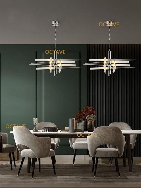 

chandeliers luxury dining living room silver postmodern plated lighting hanging fixtures creative bedroom villa lobby chandelier