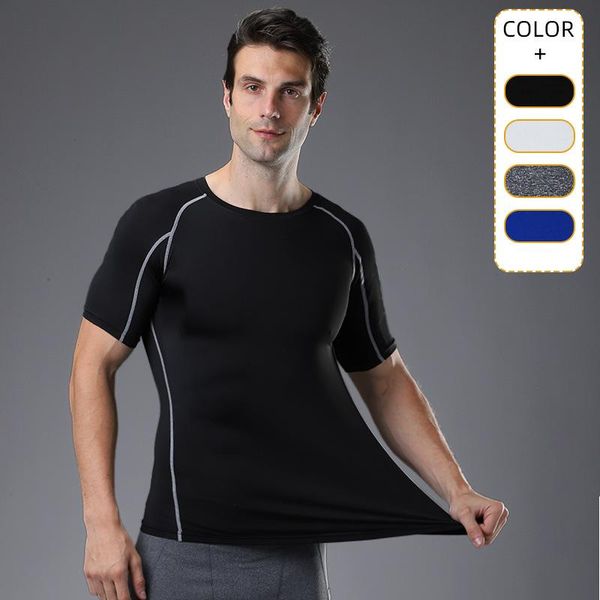

running jerseys 2021 men t-shirt gym fitness sweatshirt compression tight t shirt for men's jogging training short-sleeved top, Black;blue