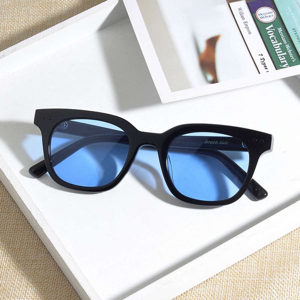 

vintage women luxury sunglasses men classic retro blue yellow lens outdoor driving acetate korean glasses, Black