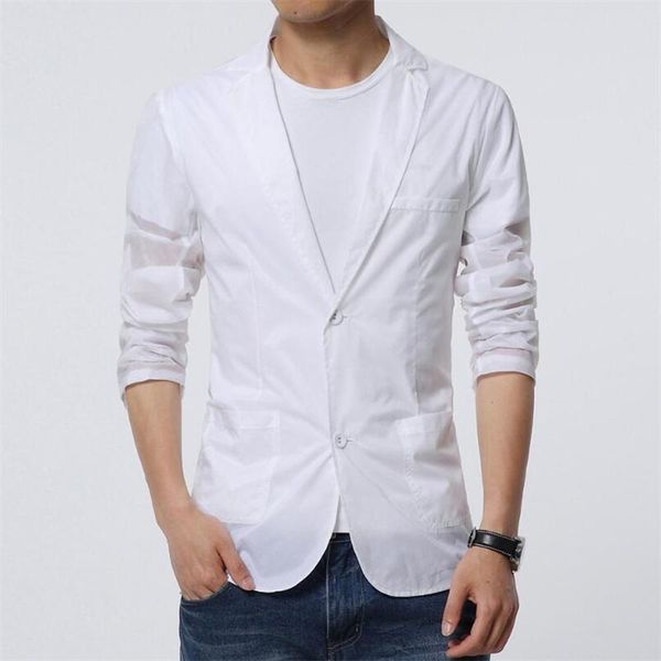 

men's suits & blazers big size 6xl fashion summer men casual blazer 2021 korean slim thin sunscreen solid white black yellow green suit