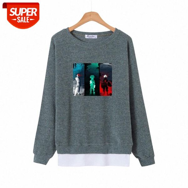 

anime my hero academia loose print crew neck sweater women #cc4z, Black