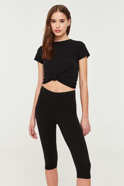 

women's leggings black cotton capri tights 3401