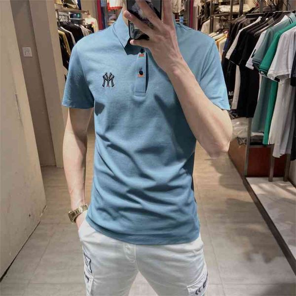 

jiyao polo 2021 summer lapel simple embroidery slim fit half brand men's short sleeve fashion, White;black