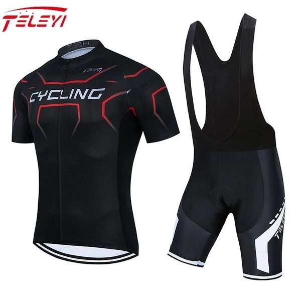 

racing sets teleyi man summer short sleeve breathable cycling jersey set mountain bicycle wear quick-dry bike clothing ropa ciclismo, Black;blue