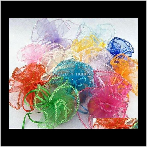 Bolsas de embalagem exibir entrega de gota 2021 navio 100pcs 26 cm de di￢metro Organza redonda de joias lisadas festas de casamento sacolas de doces u34lm