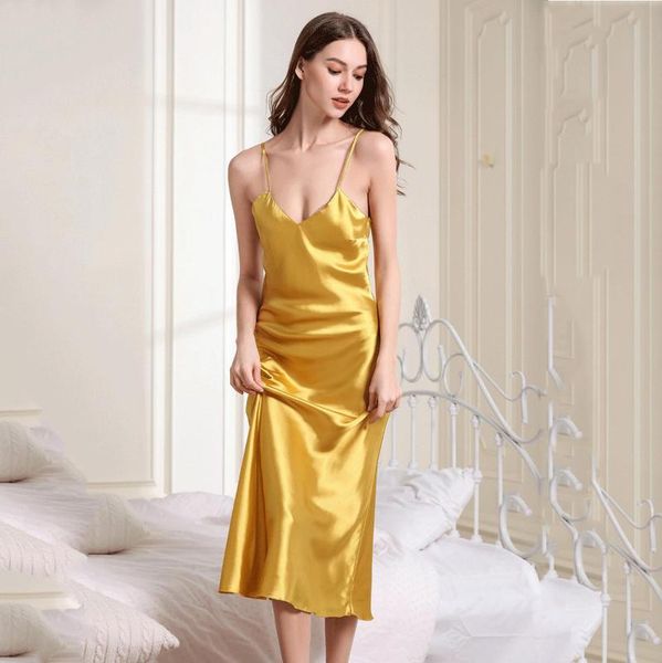 

casual dresses long sleep dress satin rayon sleepwear solid nightie nightgown women nightdress intemate lingerie nightwear bath gown, Black;gray