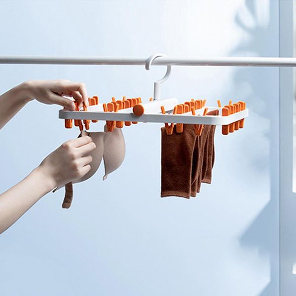 

clothing & wardrobe storage drying clip rack plastic household foldable rotatable multifunctional socks underwear holder fixinng 24 clips