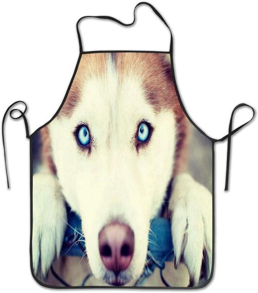 

aprons design kitchen apron for women men - creative bib bbq barbecue cooking gardening cute husky dog
