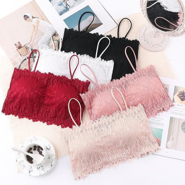 

red bra women lace tube cotton lingerie black sport women's intimates solid underwear female elastic sling bustiers & corsets, Black;white