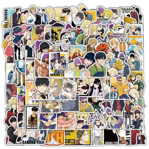 

car sticker 10/50/100pcs banana fish japanese anime stickers for skateboard motorcycle bike car laprefrigerator kids cool cartoon decals