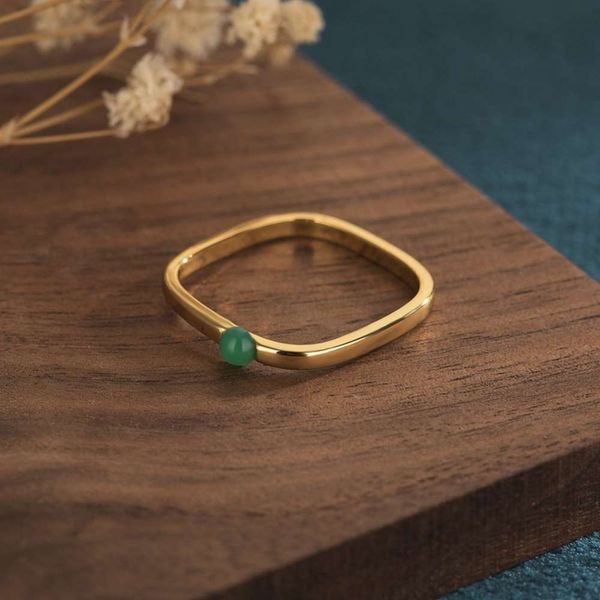 

the same tiktok has square ring, ins, little square, a ring of jade., Black