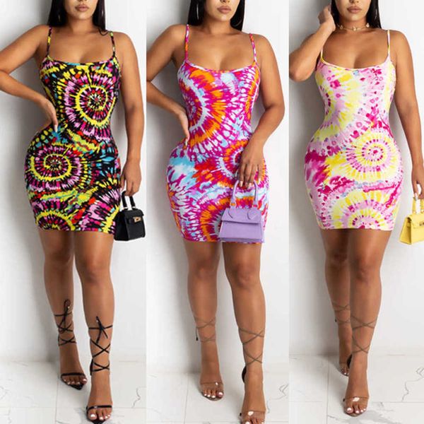 

pattern tie dye suspender tight bag hip skirt summer su2123, Black;pink