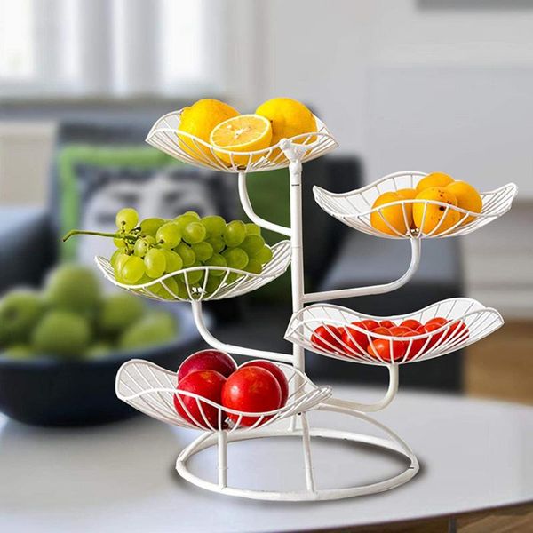 

simple metal fruit stand 5 levels lotus leaf shape hollow bowl holder tray household plate storage basket dishes & plates