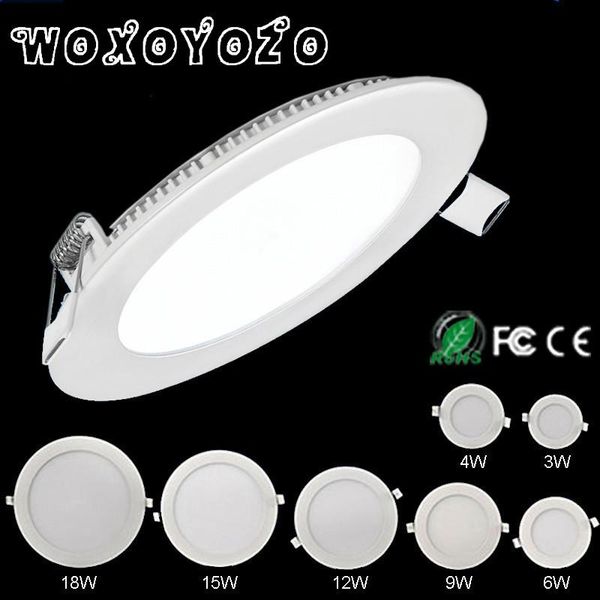 

ultra thin led panel downlight 3w 4w 6w 9w 12w 15w 18w round ceiling recessed spot light ac85-265v painel lamp+ drivers lights
