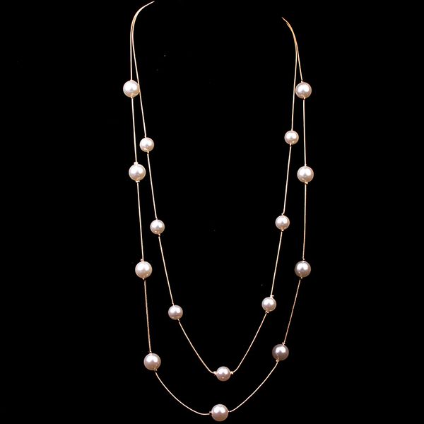 Collane di perle a catena lunga in oro moda 88 cm per donna Collana multistrato con perline di cristallo maglione Boho rosso nero