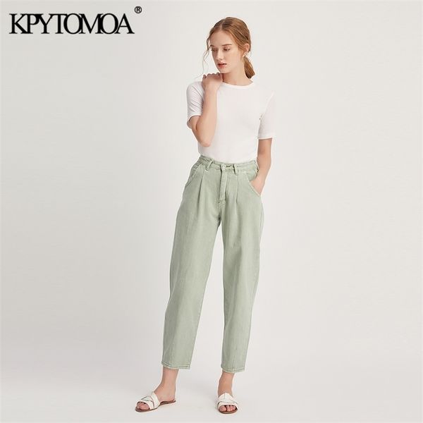 

stylish pockets darts jeans women fashion high waist zipper fly denim harem pants chic jean femme trousers 210420, Blue