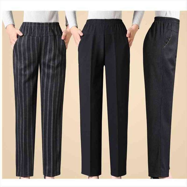 

spring autumn elastic waist womens pants middle-aged trousers large size grandmother loose black casual female straight, Black;white