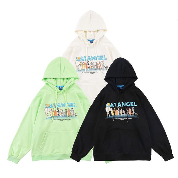

men's hoodies & sweatshirts and women's large hoodies, cat print clothing, hip hop, harajuku, casual, fall 2021, Black