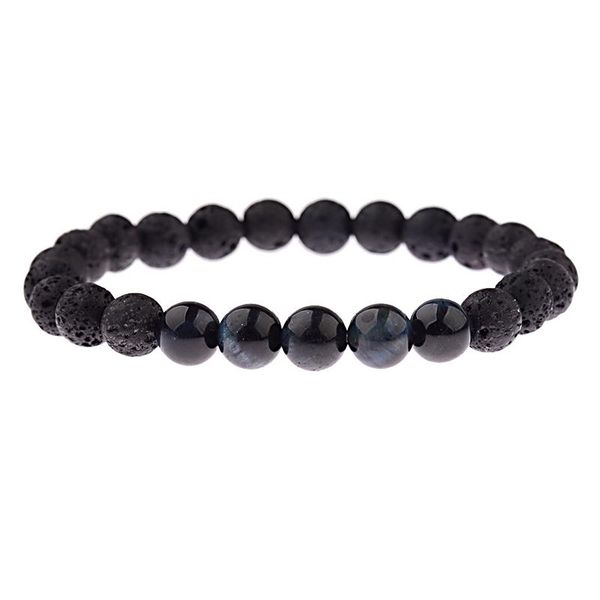 

beaded, strands douvei fashion men blue&black lava stone bracelets bangles 8mm stones charm chakra white bead bracelet women pulseras ab337