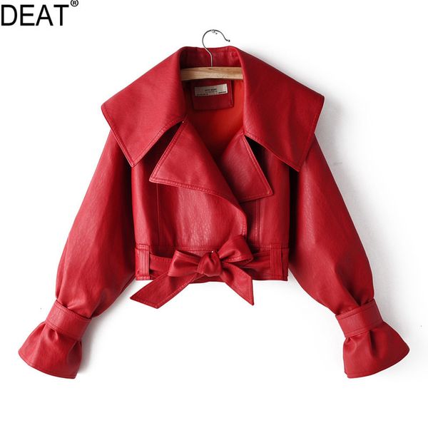 

deat spring autumn new products fashion big lapel versatile locomotive pu leather jacket female pb051 210428, Black