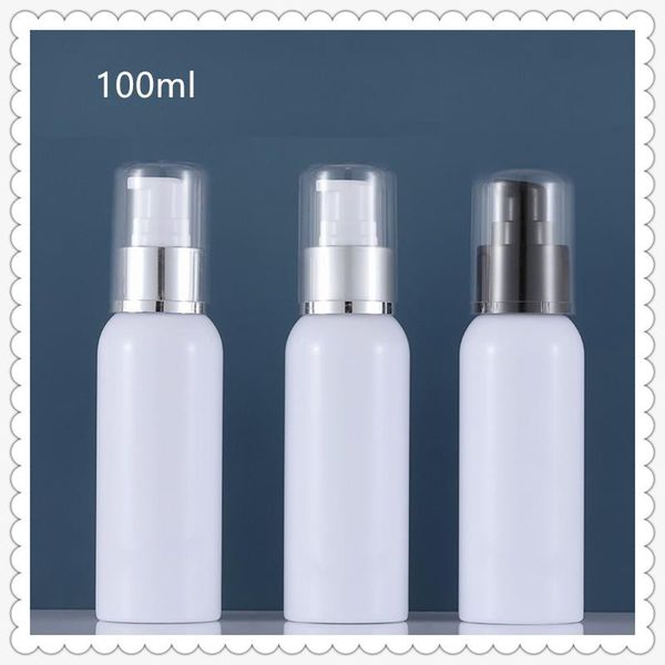 

storage bottles & jars 100ml white plastic lotion pump bottle round empty cosmetic shampoo gel packaging container black matte