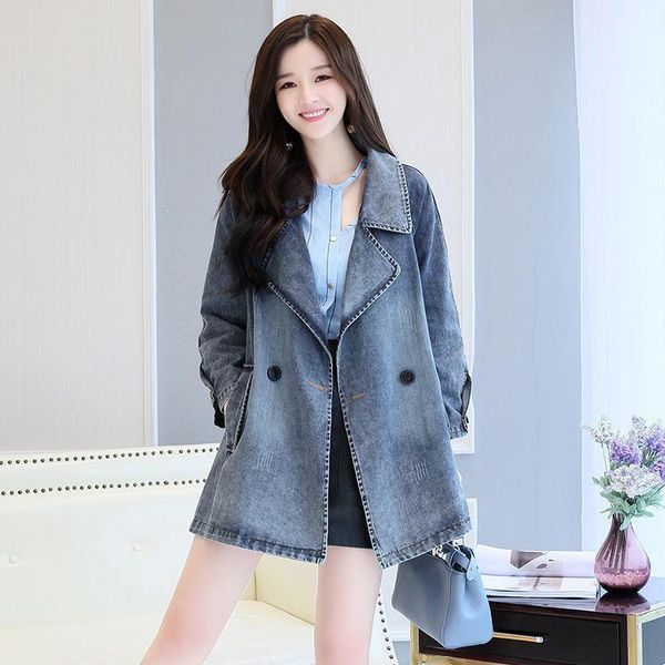 

women's jackets denim jacket blezer explosion models wild korean loose spring autumn coat suit collar vintage jeans chaqueta f2733, Black;brown