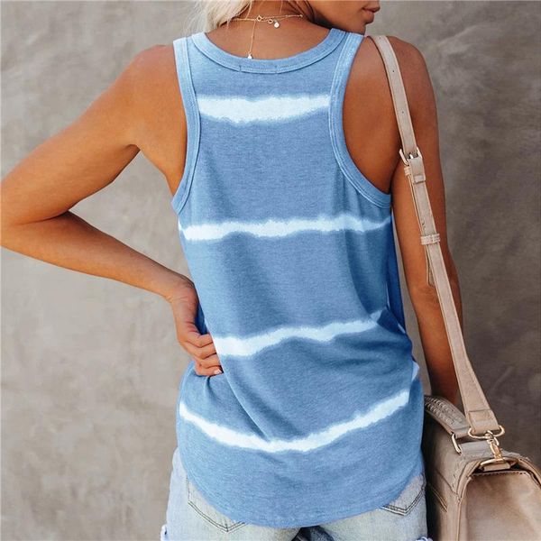 

women's tanks & camis strip print camisole women summer o-neck casual tees streetwear hip hop sleeveless fashion roupas femininas work, White