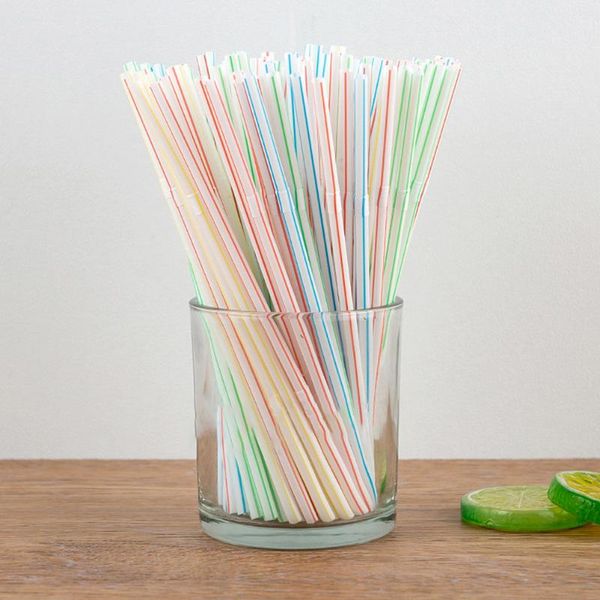 

drinking straws 100/pack disposable flexible plastic striped multi color rainbow bendy straw bar accessories #20