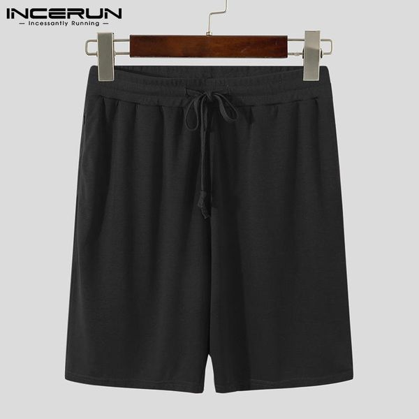 

men's shorts incerun men solid color summer drawstring loose joggers casual bottoms 2021 streetwear breathable leisure 5xl, White;black