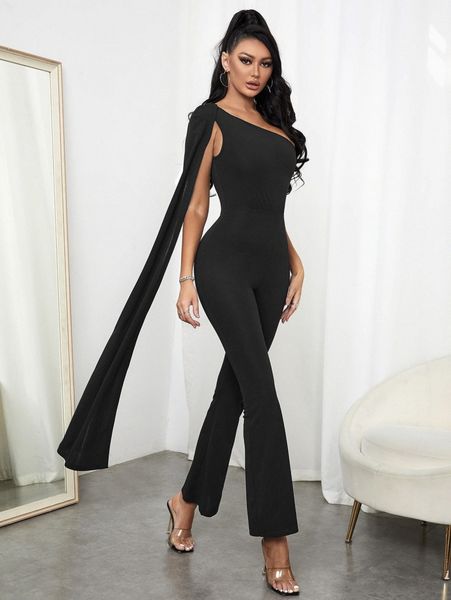 

sxy one shoulder draped jumpsuit u8ee#, White