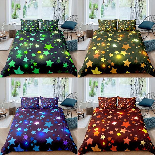 

bedding sets home textile luxury 3d star print 2/3pcs comfortable duvet cover pillowcase single  and king eu/us/au size