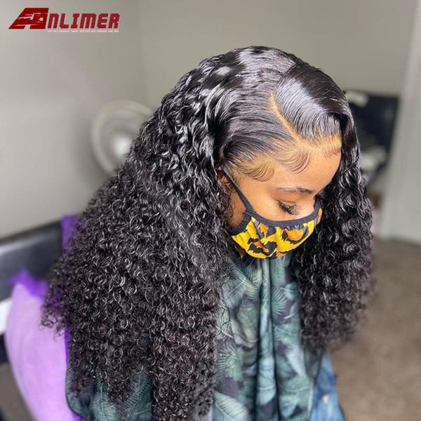 

lace wigs 180% density 13x4 kinky curly front human hair for women wig 4x4 closure pre plucked brazilian, Black;brown