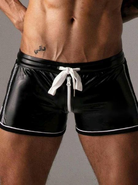 

men's shorts men slim, short, drawstring, long legs, zipper,, White;black
