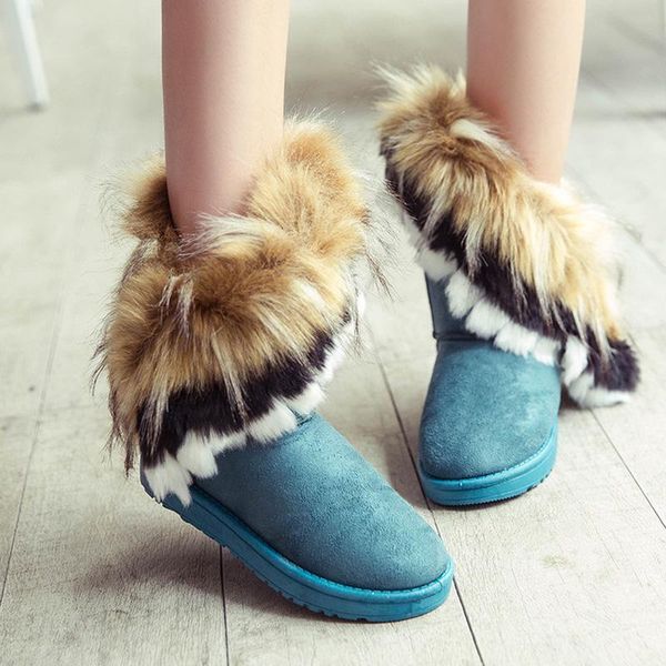 

boots women snow winter casual ankle slip on solid flat plush warm ty66, Black