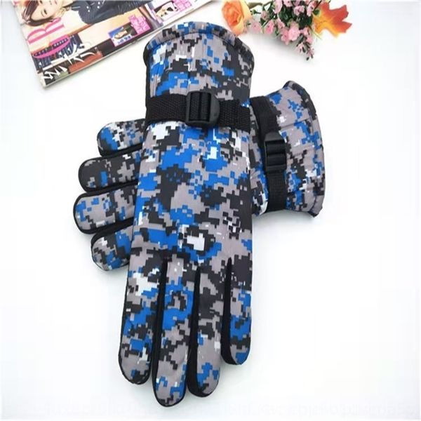 

gpl auumn winer camouflage fingerless gloves ski plush hick windproof fashion riding auumn warm gloves and miens and winter camouflage ski, Blue;gray
