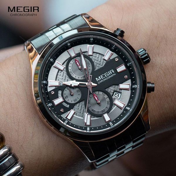 

wristwatches men's watch reloj hombre relogio masculino stainless steel calendar quartz wristwatch men sports clock geneva hours, Slivery;brown