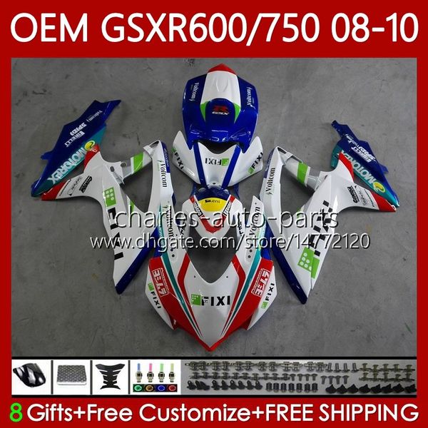 Spritzgusskörper für Suzuki GSXR 600 750 CC K8 600CC 750CC 2008 2009 2010 88No.75 GSXR-750 GSXR600 GSX-R600 GSX-R750 GSXR-600 GSXR750 08 09 10 OEM-Verkleidung rot blau weiß